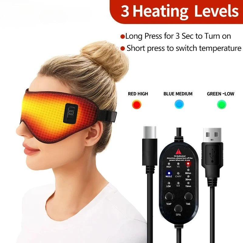 Heating Massage Eye Mask – 3-Level Warm Compress & Vibration